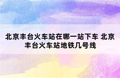 北京丰台火车站在哪一站下车 北京丰台火车站地铁几号线